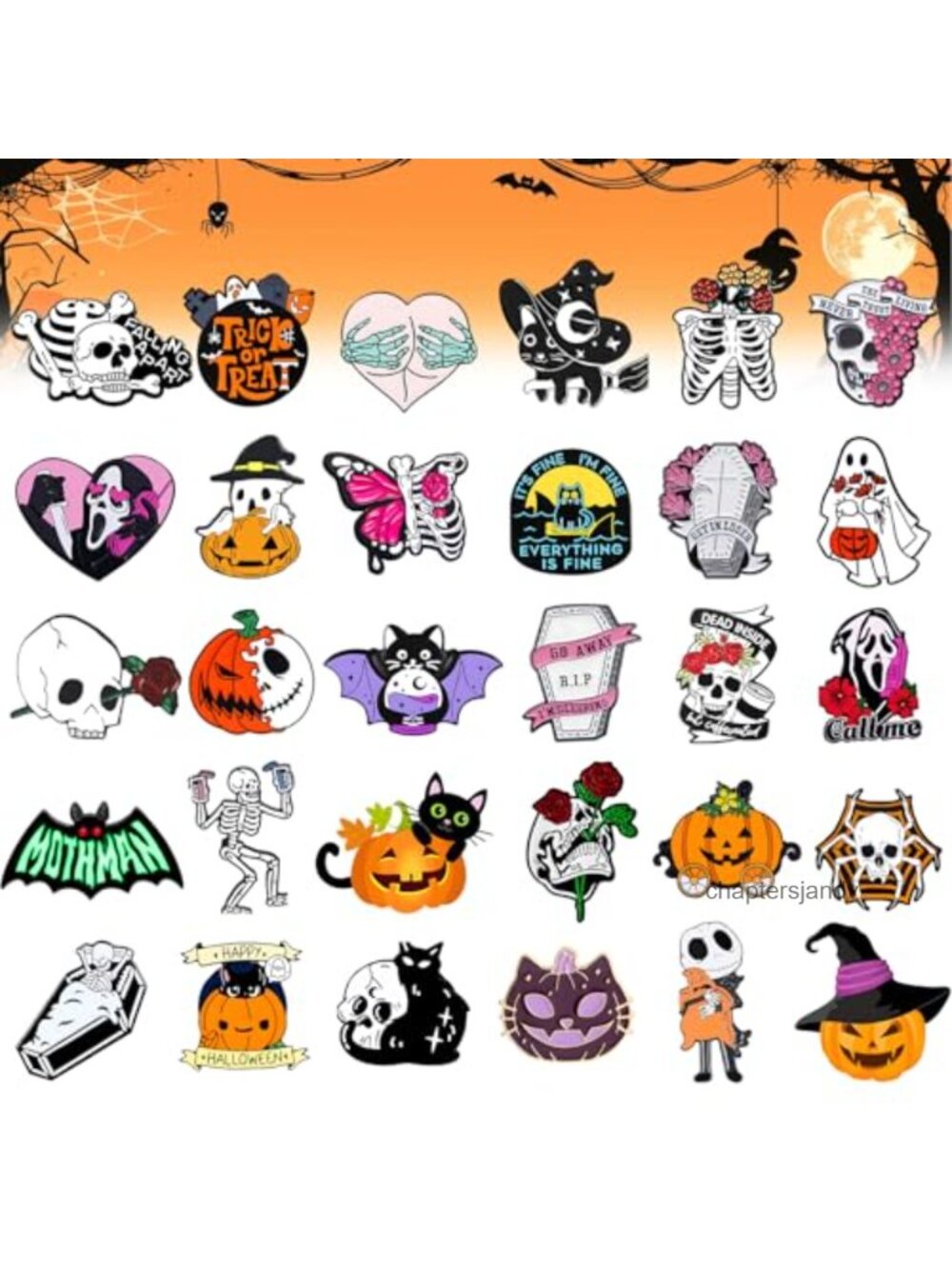 30PC Halloween Acrylic Brooch Pin Set Punk Backpack Accessories